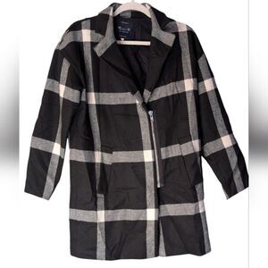 Madewell Checkmark Zip Coat in a black and white plaid size Small